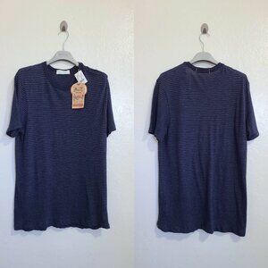 New Faherty Vintage Chambray Tee Size Small Navy Stripe Lightweight Soft T-shirt